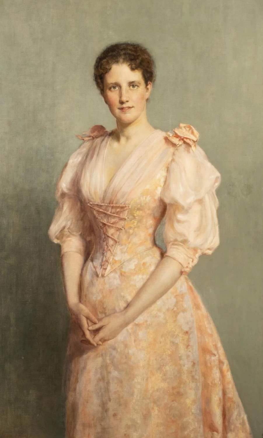 John Collier - Ritratto di giovane signora con vestito rosa
